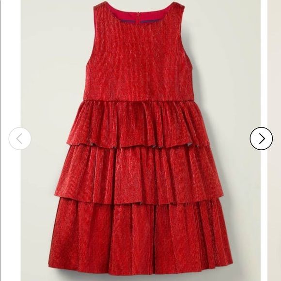 mini boden red dress NWT Mini Boden Toddler Little Girl 3-4 Red Gold Metallic Dot Twirl Dress